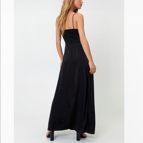 [ Sold ] Nasty Gal Satin V Neck Wrap Maxi Dress - Picture 2 of 8